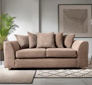 Jumbo Brown Cord 3 Seater Sofa for Living Room with Thick Luxury Deep Filled Cushioning