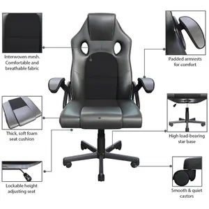 Vida Designs Coma Racing Gaming Chair, Grey