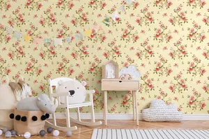 SK Filson Red Floral Wallpaper