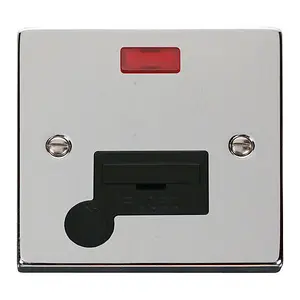 Polished Chrome 13A Fused Connection Unit With Neon With Flex - Black Trim - SE Home