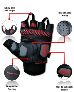 SMART FIT & Multipurpose Fingerless Sports Leather, Top Premium Quality Italian Polyester, GEL Padded Lightweight Gloves