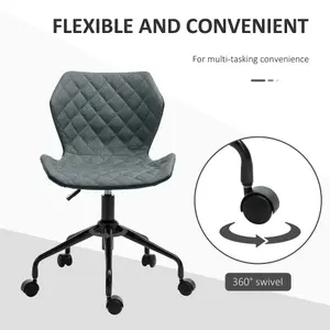 HOMCOM Home Office Swivel Desk Chair Nylon Wheels Adjustable Height Linen Grey