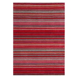 Handmade Easy to Clean Modern Striped Red Wool Rug for Living Room & Bedroom-80cm X 150cm