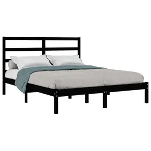 Berkfield Bed Frame Black Solid Wood Pine 140x200 cm