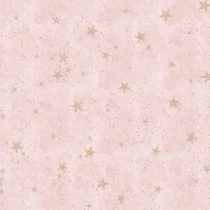 Crown Starlight Stars Wallpaper Pink / Gold M1492