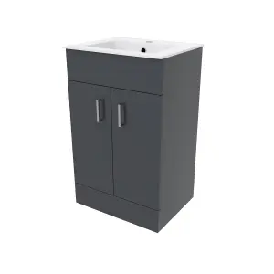 Nes Home Nanuya 500mm Floor Standing Anthracite Stylish Slim Basin Vanity Unit