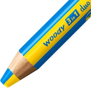 STABILO woody 3 in 1 duo -Multi-Talented Pencil - - Yellow/Cyan Blue - PACK Of 5