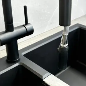 Liquida W19BL Single Lever Pull Out Head Black Kitchen Mixer Tap