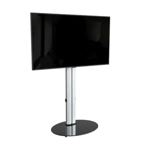 AVF Eno 60cm Pedestal TV Stand, for TVs 32-55" - Silver & Black Glass