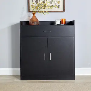 Home Source Novara Black 2 Door Shoe Storage Cabinet