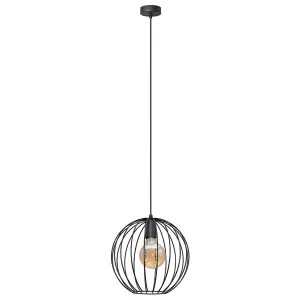 Luminosa Mercure Wire Frame Pendant Ceiling Light Black 30cm