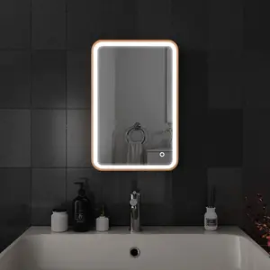 Harper & Harlow 400x600 Vela Brushed Brass LED Illuminated Bathroom Mirror