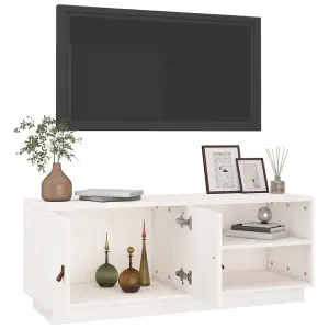 Berkfield TV Cabinet White 105x34x40 cm Solid Wood Pine