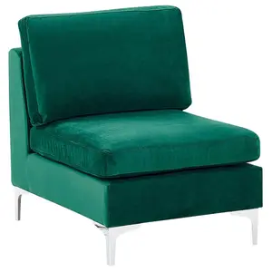 3 Seater Modular Velvet Sofa with Ottoman Green EVJA