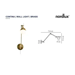 Nordlux Contina Indoor Living Dining Bedroom Metal Wall Light in Brass (Diam) 12.5cm