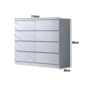 White Chest Of 8 Drawers Scratch Resistant Deep Storage Anti Bowing