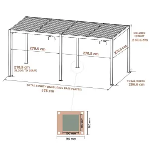 Primrose Living Deluxe Charcoal Veranda with Louvered Shutter Roof 6m x 3m