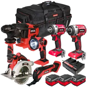 Excel 18V 6 Piece Power Tool Kit with 3 x 4.0Ah Batteries & Charger EXL8964