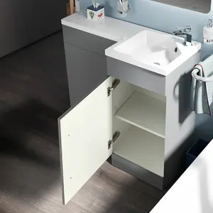 Nes Home Grey Basin Sink Vanity Unit Furniture Cabinet Right Hand 900mm