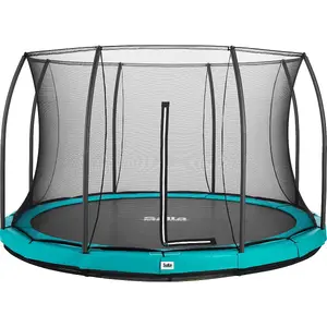 14ft Salta Green Comfort Edition InGround Round Trampoline with Enclosure