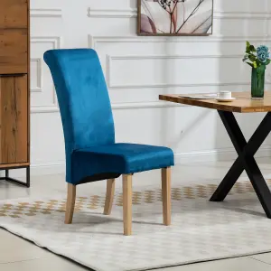 Rimini Velvet Fabric Dining Chairs - Set of 2 - Blue