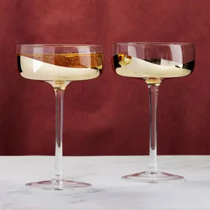 Wave Champagne Saucers (Set of 2) Gold/Clear