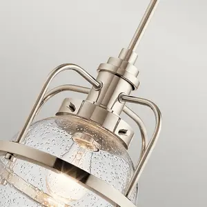 Luminosa Kichler Triocent Globe Pendant Ceiling Light Polished Nickel, IP44