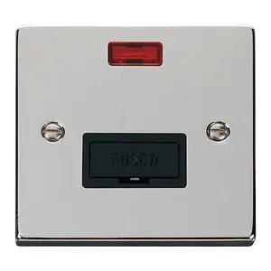 Polished Chrome 13A Fused Connection Unit With Neon - Black Trim - SE Home