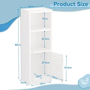 Bathroom Floor Cabinet Freestanding, 3-Tier Storage Organizer Cabinet Unit