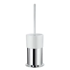 Smedbo Chrome Freestanding Toilet Brush and Porcelain Container