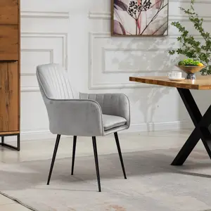 Carrara Velvet Dining Chairs - Set of 2 - Silver