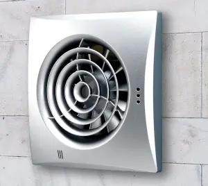 Aquarius Calm Wall Mounted Bathroom Fan With Timer Matt Silver AQ317H