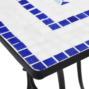 Berkfield Mosaic Bistro Table Blue and White 60 cm Ceramic