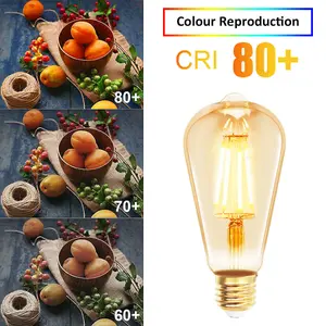 ExtraStar E27 6W ST64 Warm white LED Vintage Filament Light bulb (pack of 4)