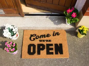 We're Open Doormat - Regular 60x40cm