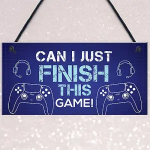 Red Ocean Finish This Game - Gaming Accessories - Hanging Games Room Boys Bedroom Signs - Gamer Gifts For Son Brother