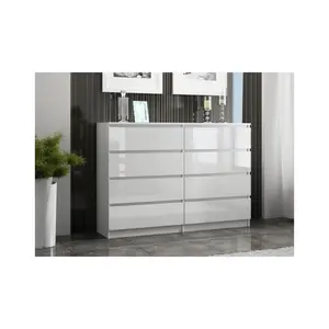 Helen 8 Drawer 120Cm W Double Drawers White Gloss