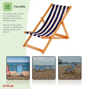 Oypla Traditional Folding Hardwood Garden Beach Deck Chairs Deckchairs