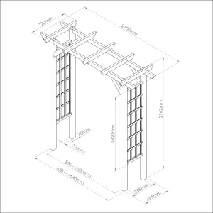 Zest Twilight Large Trellis Wooden Garden Arch Pergola Plant FSC Wood