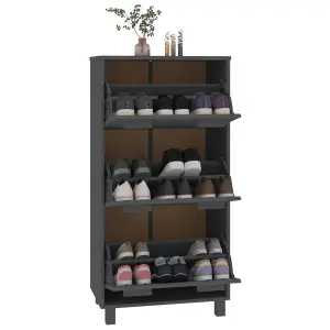 Shoe Cabinet HAMAR Dark Grey 59.5x35x117 cm Solid Wood Pine