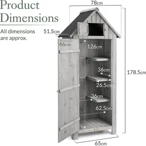 Slim Wooden Outdoor Storage Shed - Grey