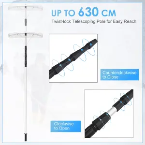 Costway Aluminum Snow Roof Rake 200cm to 630cm Telescoping Snow Removal Tool w/ Blade