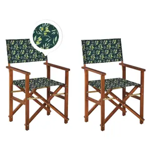 Set of 2 Garden Chairs CINE Acacia Wood Dark Green