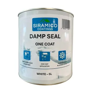 The DampSeal One Coat - 5 Litres - Matt White - Seals Damp And Mould Stains In One Coat By Brush Or Roller