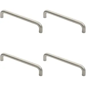 4x Round D Bar Pull Handle 22mm Dia 300mm Fixing Centres Satin Stainless Steel