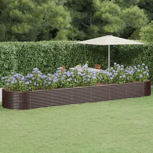 Berkfield Garden Planter Powder-coated Steel 584x140x68 cm Brown