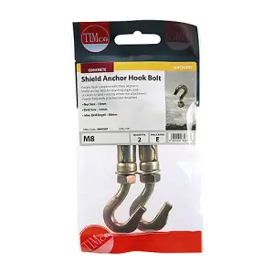 Timco - Forged Hooks with Shield Anchors - Yellow (Size M8 - 2 Pieces)