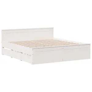 Berkfield Bed Frame without Mattress with Headboard White 200x200 cm Solid Wood Pine