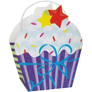 Unique Party Cupcake Gift Bag Purple/White/Red (10in x 7in)