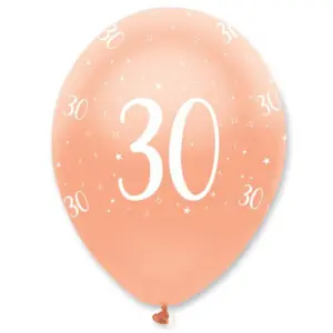 Creative Party Latex All-Over Print 30th Birthday Balloon Rose Gold/White (One Size)